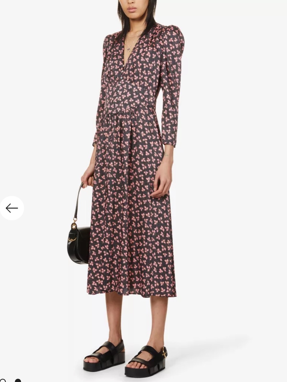 Sandro Billie Floral Print Midi Dress